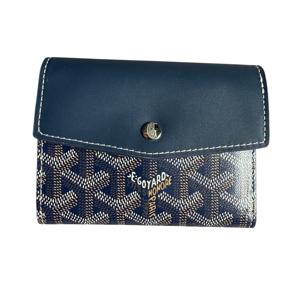 Goyard Saint Gabriel Tri-fold Snap Women's Wallet Dark Blue Compact Leather NWT